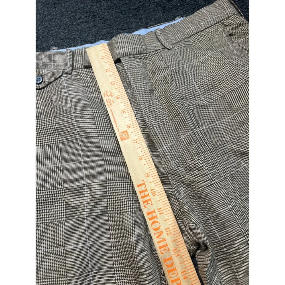 Polo Golf Ralph‎ Lauren Linen Blend Pants Brown Glen Plaid Mens 34x32 Tailored